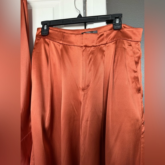 Banana Republic 100% Silk Terracotta Belay Wide-Leg Pants and Button Down - Picture 6 of 15